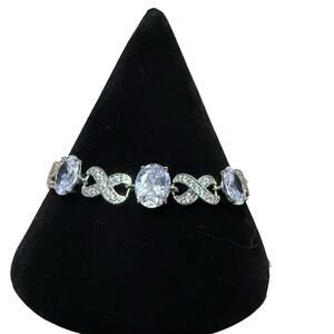 New CZ and Silver Tone Bracelet - 7 -7.5” with Extender Crystal & Pave Infinity